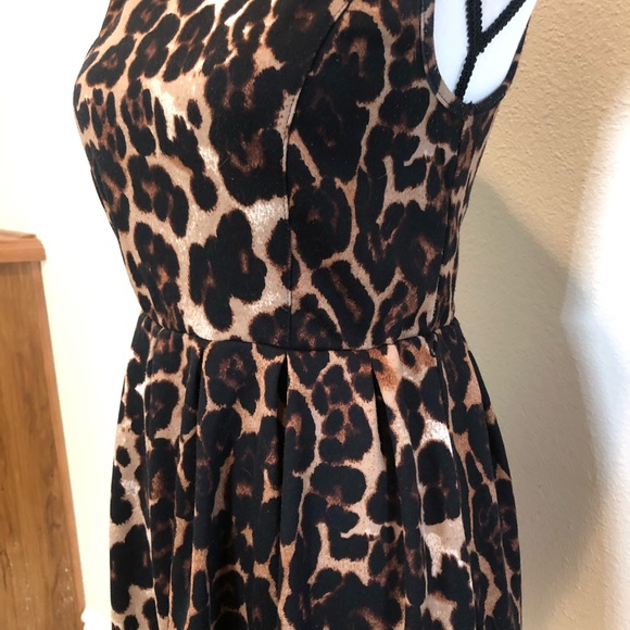 Leopard Print Skater Style Dress - Picture 3 of 6